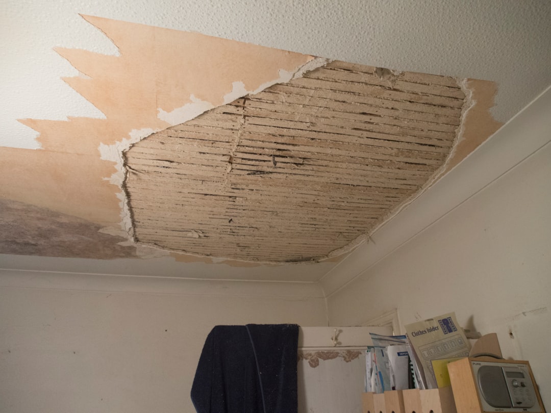 Photo by Brett Jordan A room with a ceiling that has been torn off